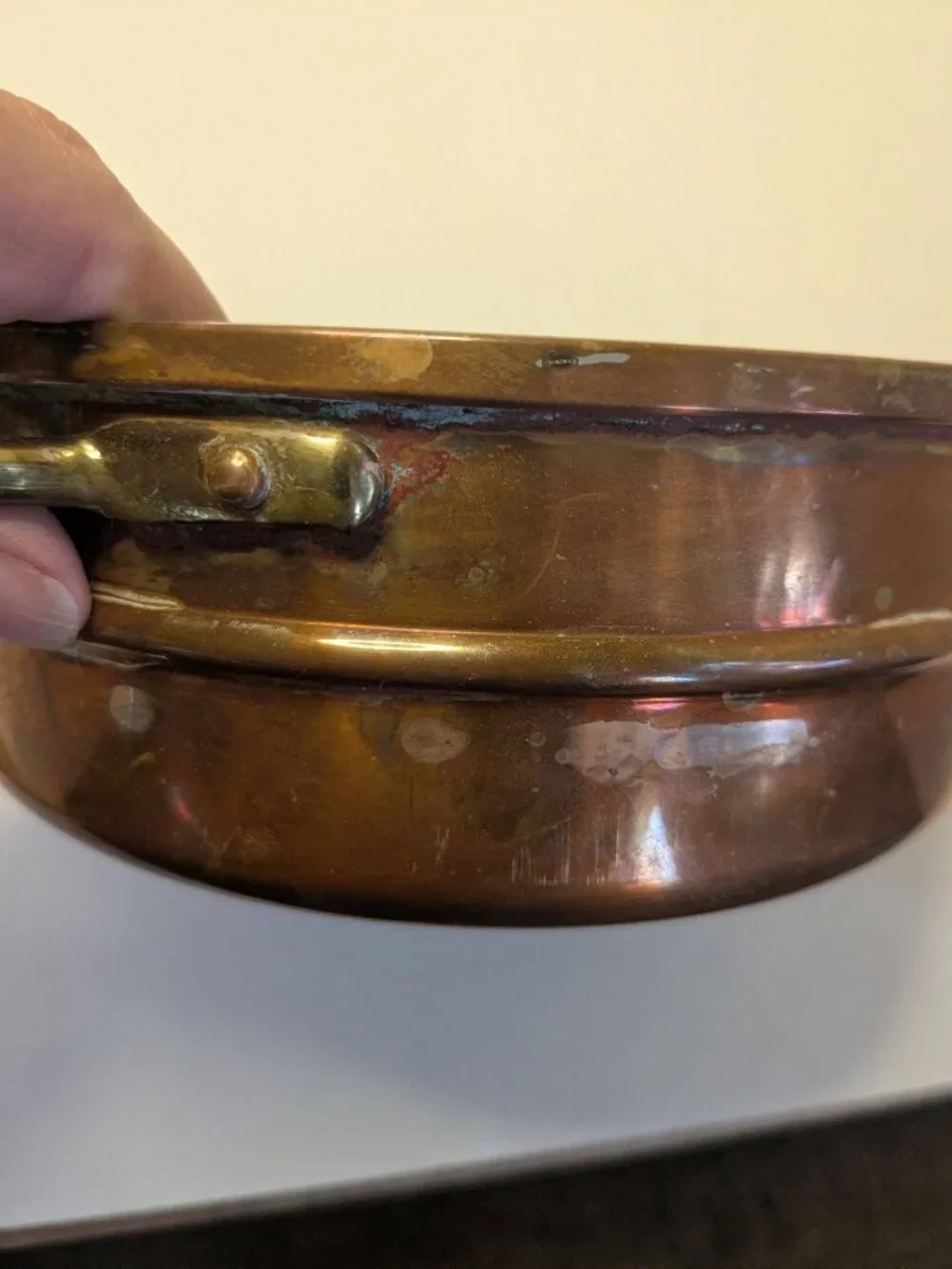 Vintage Copper & Brass Bowl  Handles - 6.5